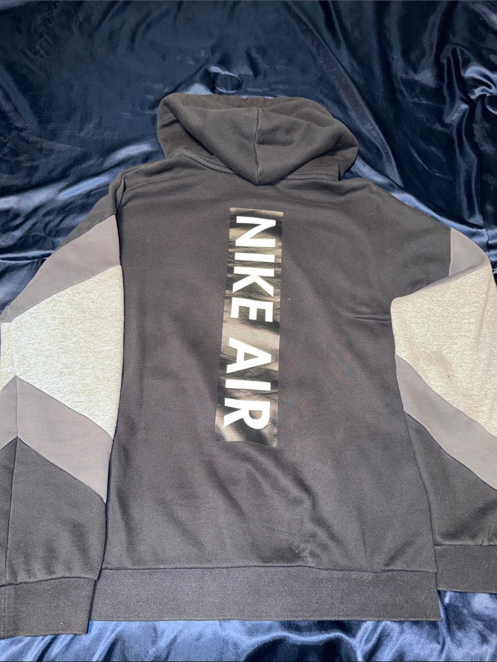 Nike Men's Black & Gray ZipUp Sweater with NIKE AIR Back Print Comfortable M